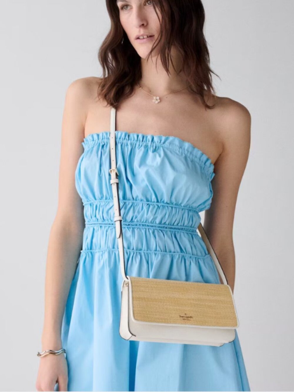 NEW! Kate Spade IVY STRAW CROSSBODY BAG Gold/Natural Multi